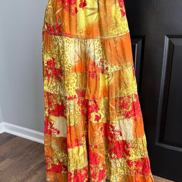 Patchwork maxi skirt with beaded belt - Picture 1 of 3